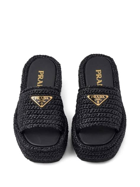 prada woven flatform sandals|Prada flat sandals sale.